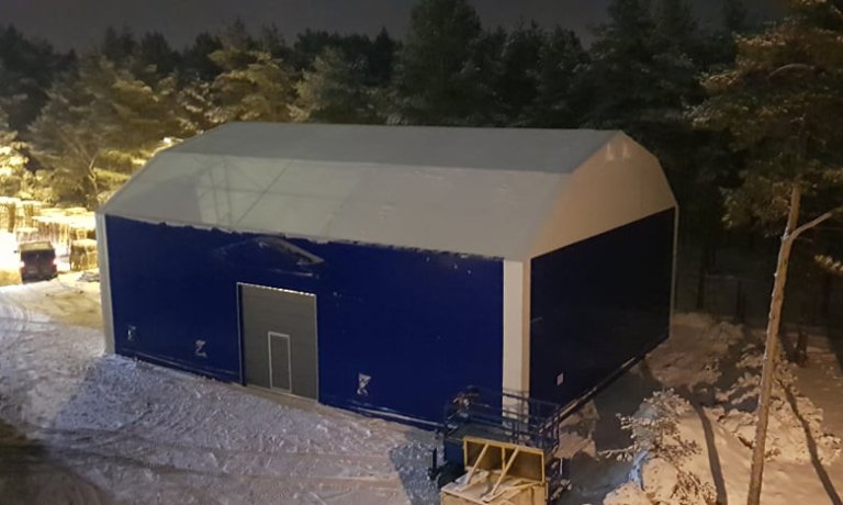 Finest-Hall Factory OÜ toodetud ja paigaldatud PVC hall mõõtudega 15x20m, kõrgusega 6m Balbiino