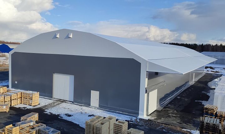Finest-Hall Factory OÜ toodetud ja paigaldatud PVC hall mõõtudega 25x46m, kõrgusega  6,6m Aste Finland OY-le.