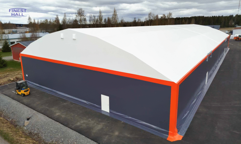 Finest-Hall Factory OÜ toodetud ja paigaldatud PVC hall mõõtudega 30x72m, kõrgusega 5,6 meetrit Kesko Oyj-le.