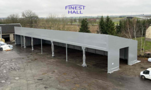 Finest-Hall Factory OÜ toodetud ja paigaldatud varikatus mõõtudega 12xm, kõrgusega 6 meetrit Benders Baltic Nord OÜ-le.