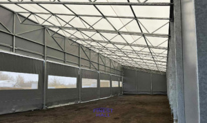 Finest-Hall Factory OÜ toodetud ja paigaldatud varikatus mõõtudega 12x45,5m + 7m, kõrgusega 8 meetrit EK Wood OÜ-le.