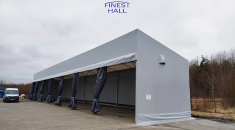 Finest-Hall Factory OÜ toodetud ja paigaldatud varikatus mõõtudega 6x35m, kõrgusega 6 meetrit Benders Baltic Nord OÜ-le.