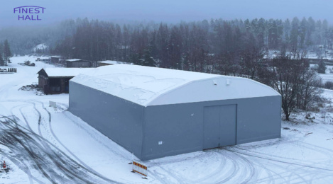Finest-Hall Factory OÜ toodetud ja paigaldatud PVC hall mõõtudega 20x30m, kõrgusega 5 meetrit Lempäälän kunta-le.