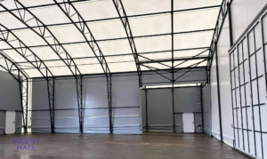 Finest-Hall Factory OÜ toodetud ja paigaldatud PVC hall mõõtudega 20x36m, kõrgusega 5,6 meetrit Compacto OÜ-le.