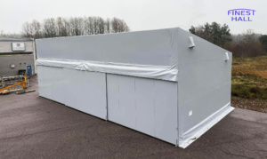 Finest-Hall Factory OÜ toodetud ja paigaldatud varikatus mõõtudega 10x21m, kõrgusega 7,5 meetrit Kiinteistö Oy-le.