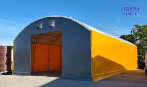 A PVC hall measuring 10 × 21 m with a height of 4 metres, manufactured and installed by Finest-Hall Factory OÜ for Eesti Kalatootjate Keskühistu.