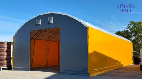 A PVC hall measuring 10 × 21 m with a height of 4 metres, manufactured and installed by Finest-Hall Factory OÜ for Eesti Kalatootjate Keskühistu.